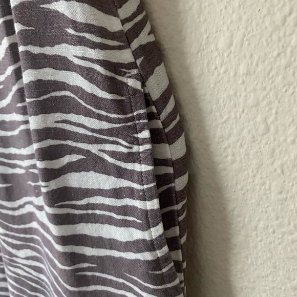 Loft Women’s Sleeveless Zebra Print Linen MidLength Dress White&Brown Size 8 - Picture 9 of 16